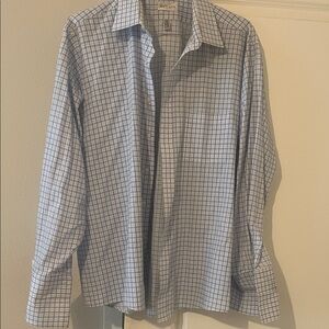 Van Heusen White and Blue Plaid Men's Shirt
